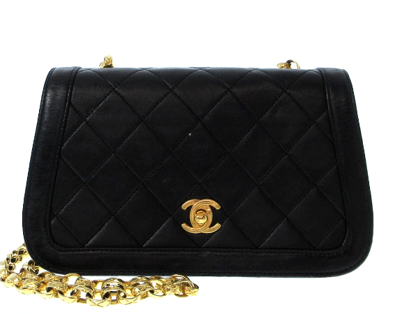 CHANEL - Diana Flap Black Lambskin Matelasse Shoulder Bag