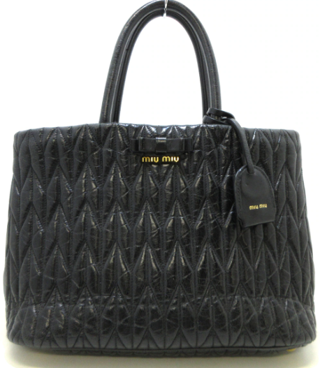 MIUMIU - Matelasse Black Leather Tote Bag