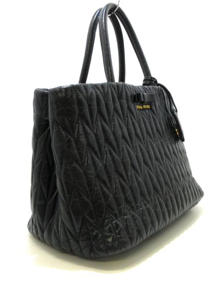 MIUMIU - Matelasse Black Leather Tote Bag