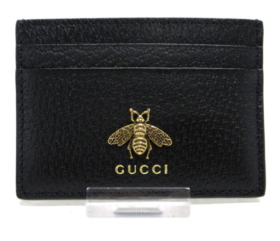 GUCCI - ANIMALIER Black Leather Card Case