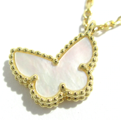 VANCLEEF & ARPELS - 18K Yellow Gold Mother of Pearl Sweet Alhambra Papillon Necklace