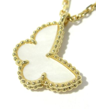 VANCLEEF & ARPELS - 18K Yellow Gold Mother of Pearl Sweet Alhambra Papillon Necklace