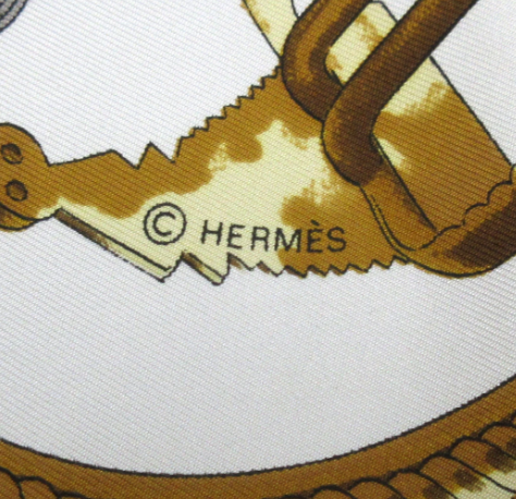 HERMES - Carre 90 Scarf Brown Cream Multi