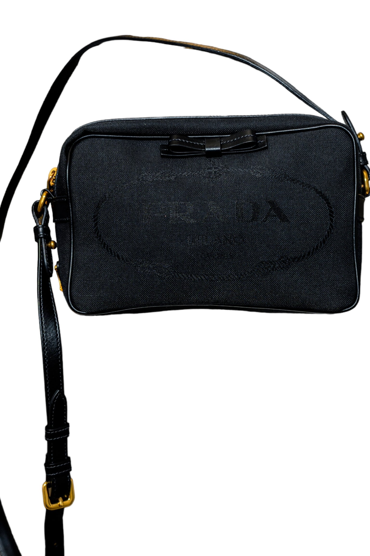 PRADA - Ribbon Canvas Leather Crossbody Shoulder Bag