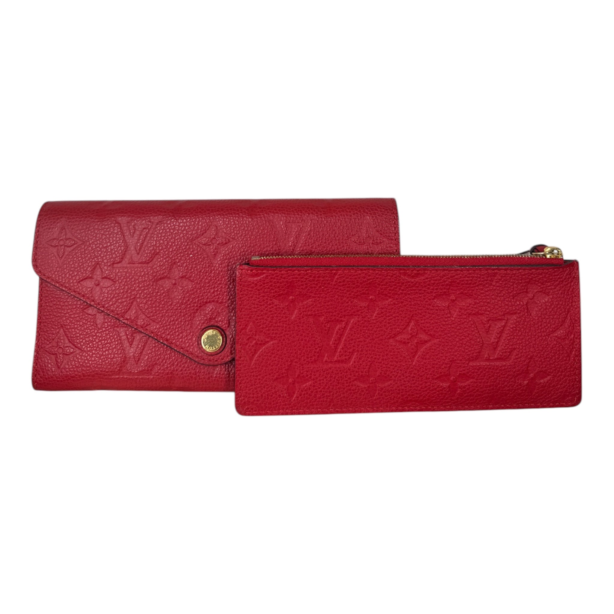 PRE-OWNED LV Red Monogram Empreinte Portefullie Long Wallet
