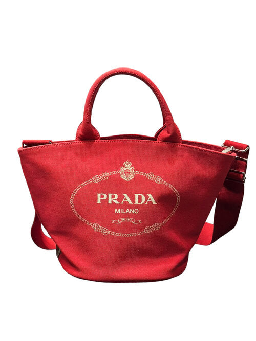 PRADA - Canapa Red Tote Crossbody