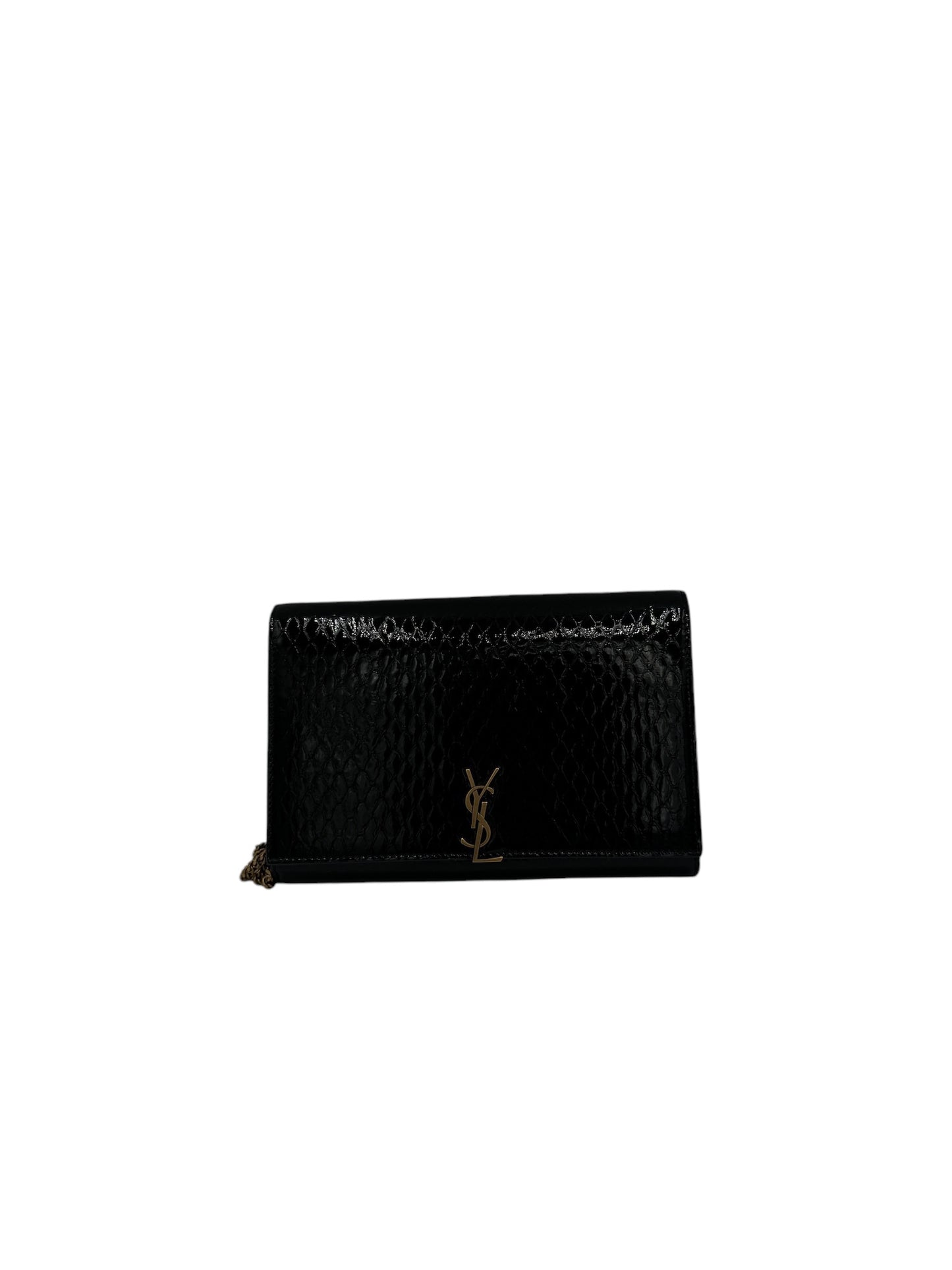 PRE-OWNED YSL- Black Embossed Monogram Chain Wallet Crossbody Bag