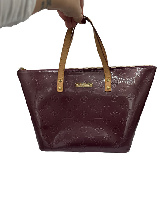 PRE-OWNED LV Burgundy Vernis Bellevue PM Tote Bag