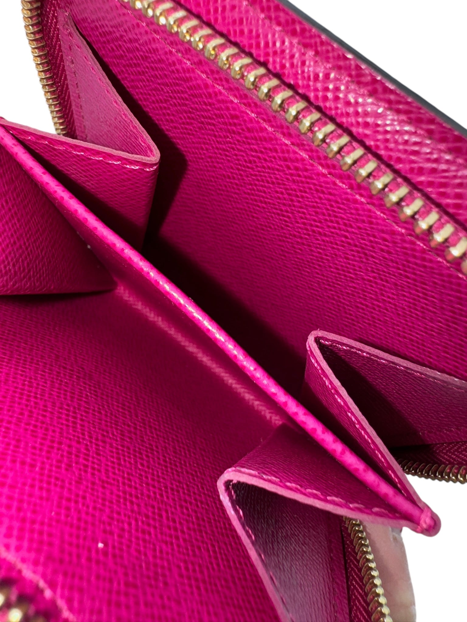 PRE-OWNED LV Brown Fuchsia Monogram Perforated Compact Zipped Wallet