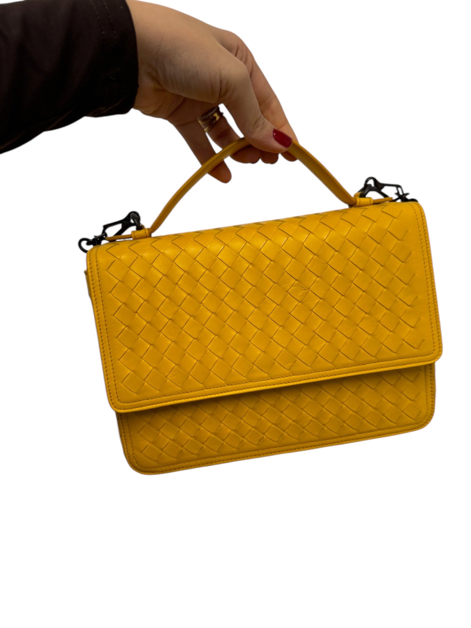 PRE-OWNED Butterscotch Nappa Intrecciato Alumna Bag
