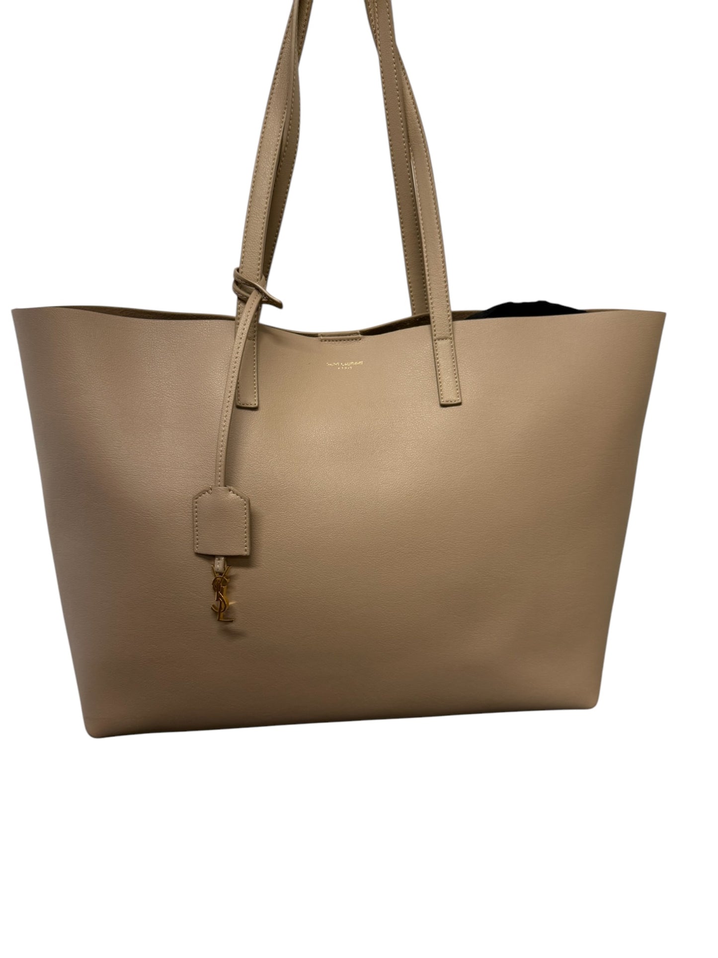 PRE-OWNED Dark Beige Calfskin East West Shopping Tote