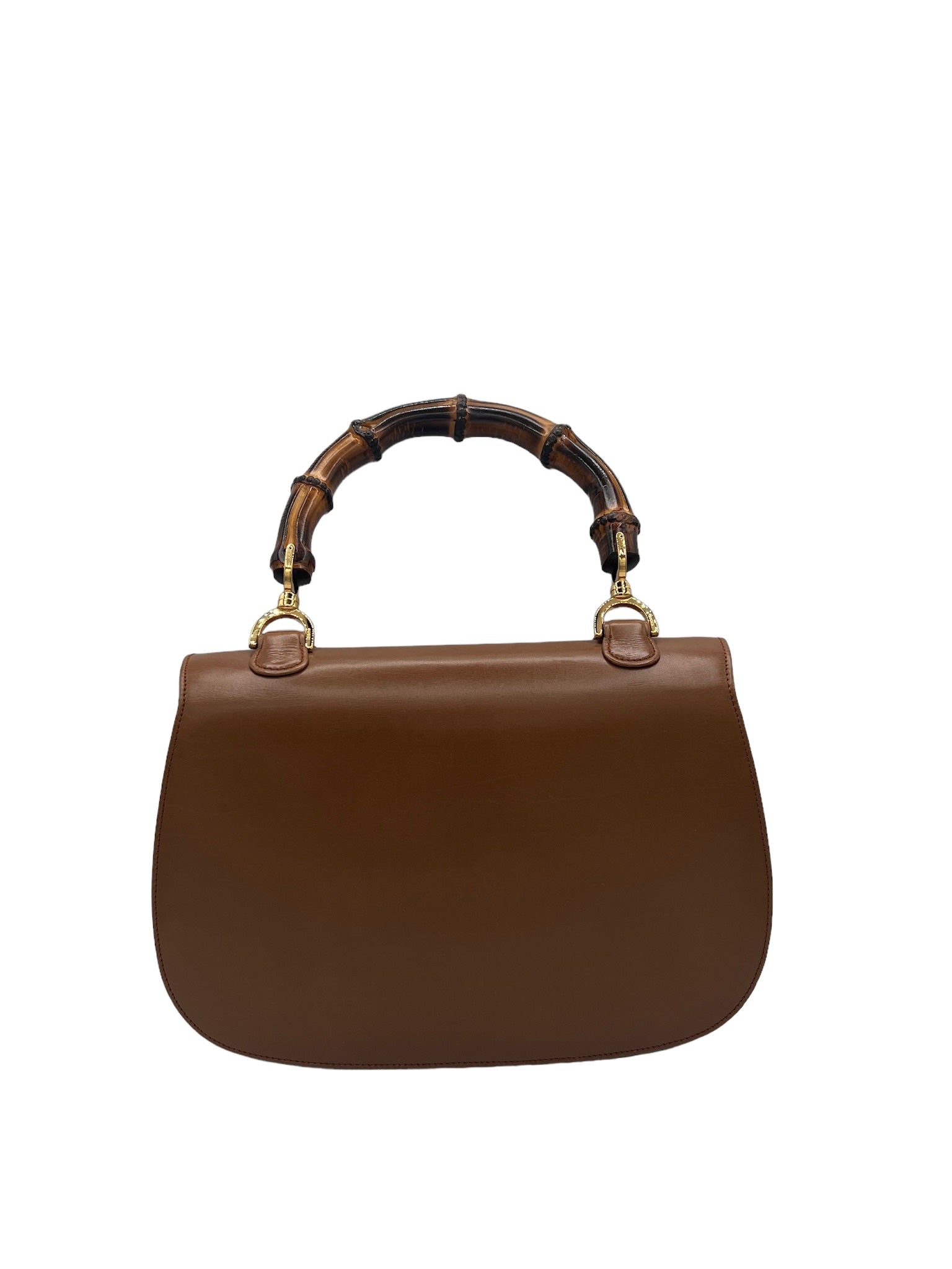 GUCCI - Bolso de mano de piel de bambú con charol marrón