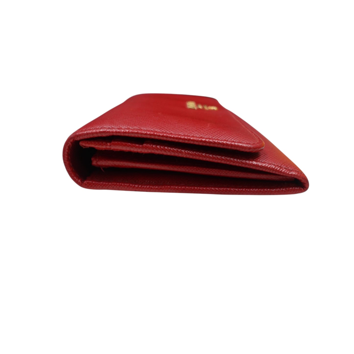 PRE-OWNED Red Saffiano Leather Continental Long Wallet