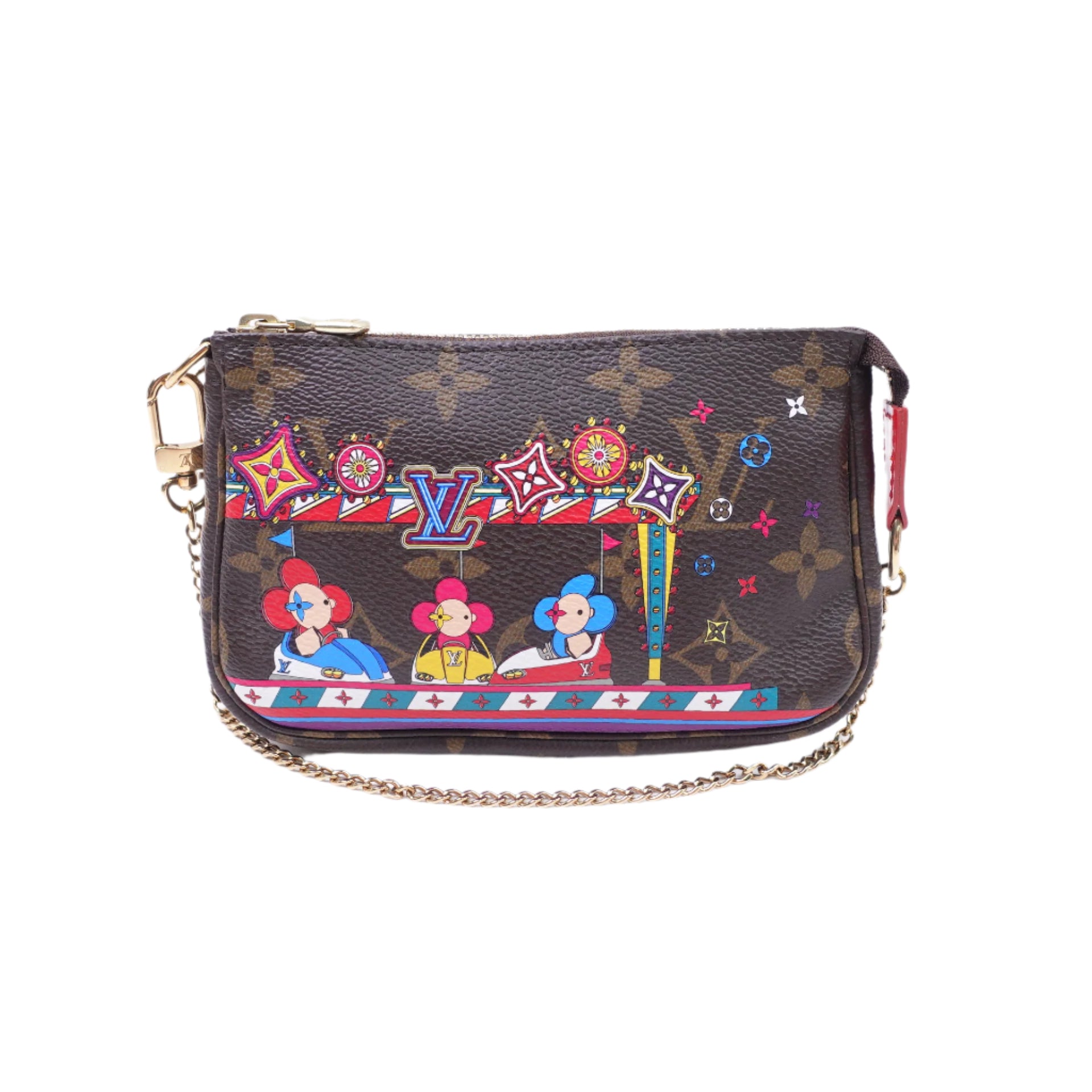 Minibolso de mano Vivienne Holiday Mini Rouge Red de lona con monograma LV USADO