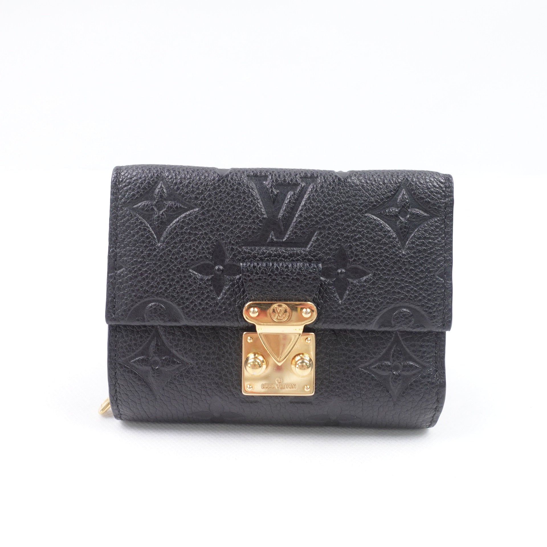 PRE-OWNED LV Black Monogram Empreinte Leather Metis Compact Wallet