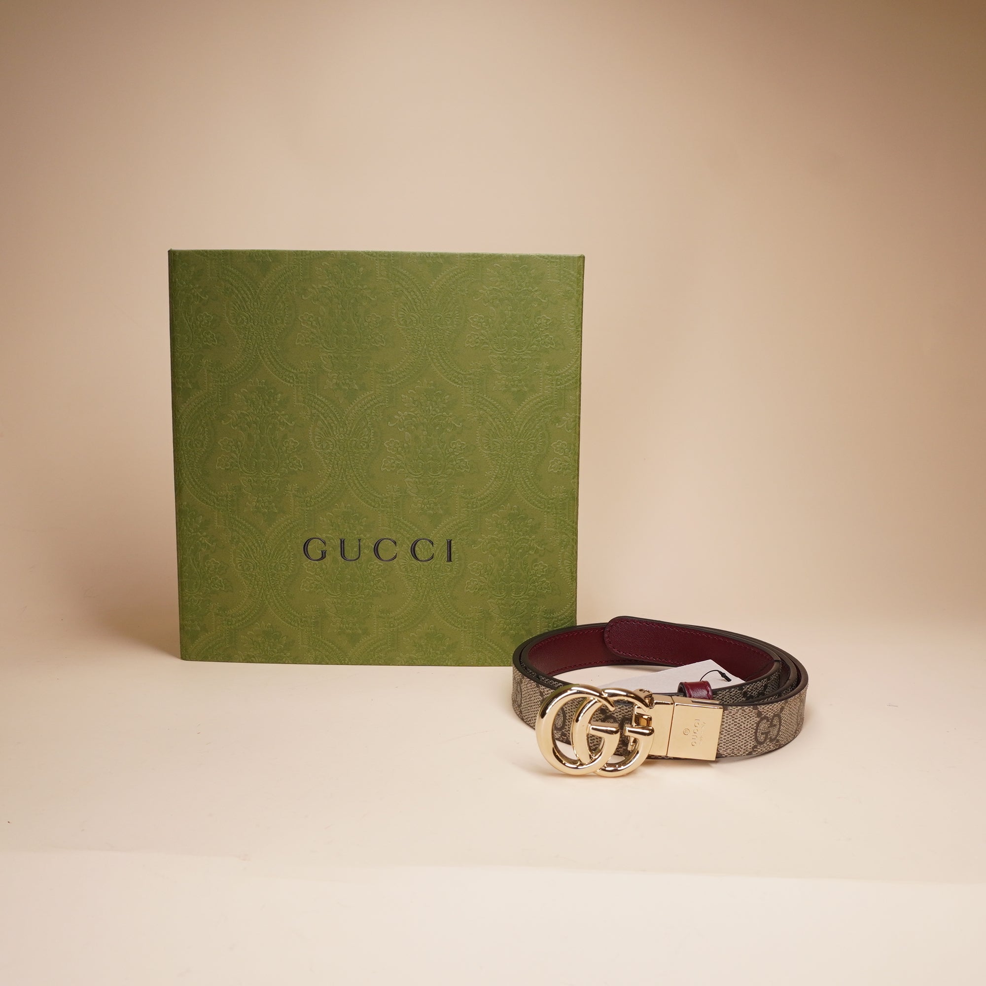 PRE-OWNED GG Signature Double G-Buckle Reversible Leather Belt