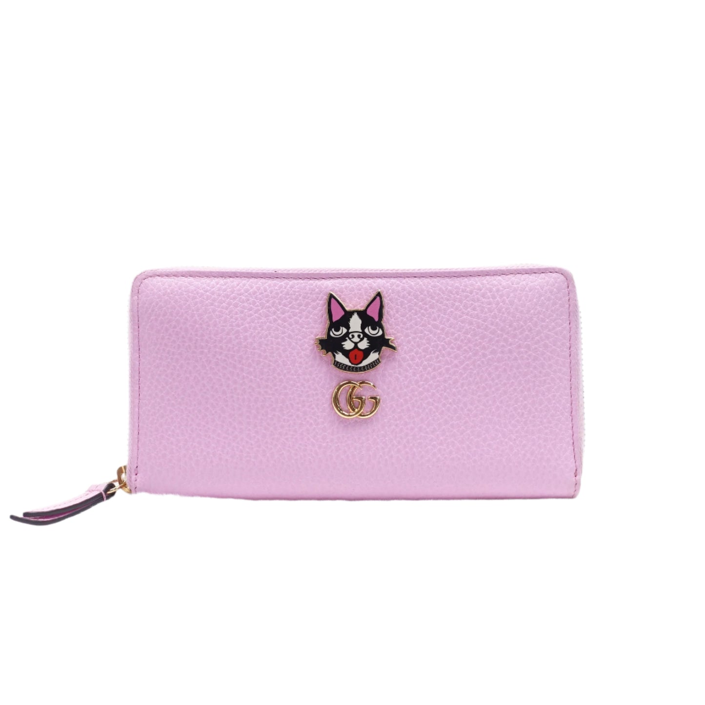 PRE-OWNED Dollar Calfskin GG Marmont Bosco Zip Around Wallet Malva