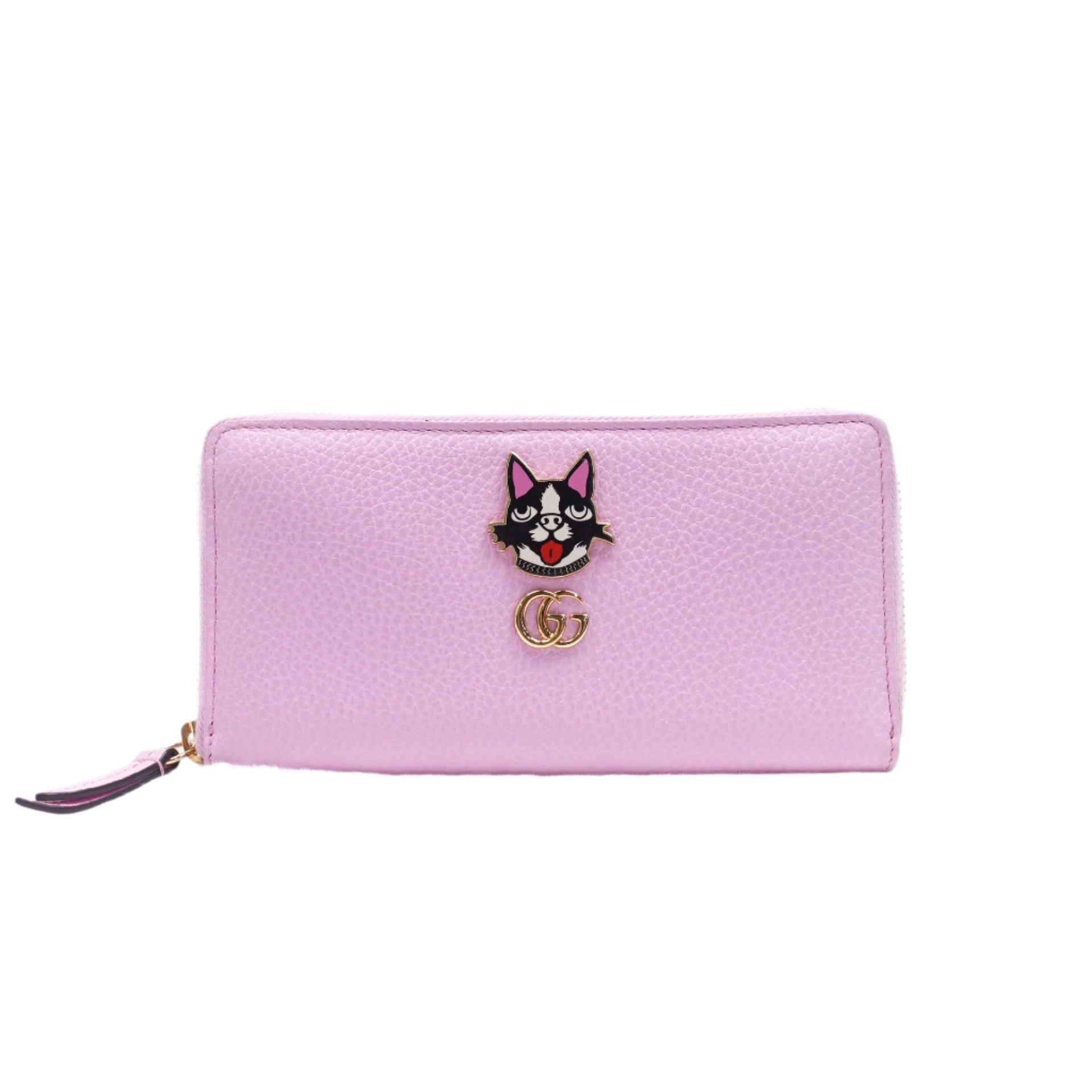 Cartera con cremallera alrededor GG Marmont Bosco de piel de becerro de dólar de segunda mano, color malva