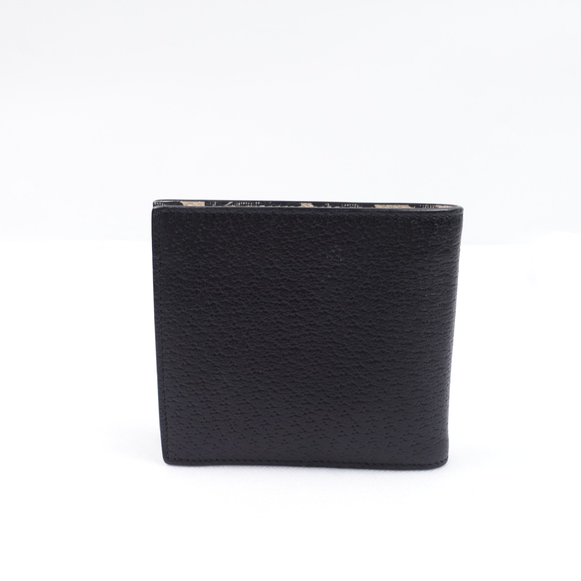 Cartera corta plegable negra GG Herbarium de segunda mano
