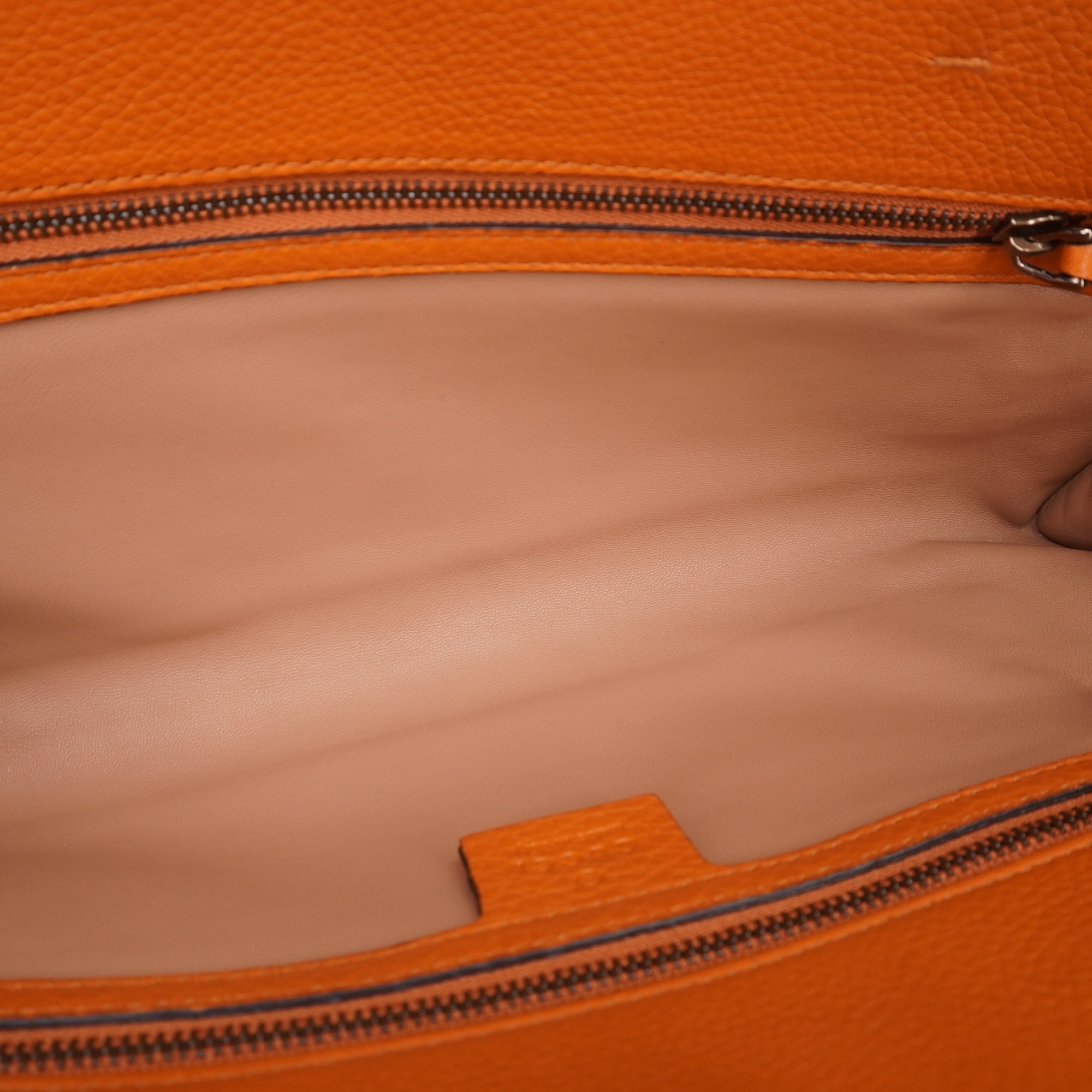 PRE-OWNED GG Orange Leather Bamboo Tassel Clutch
