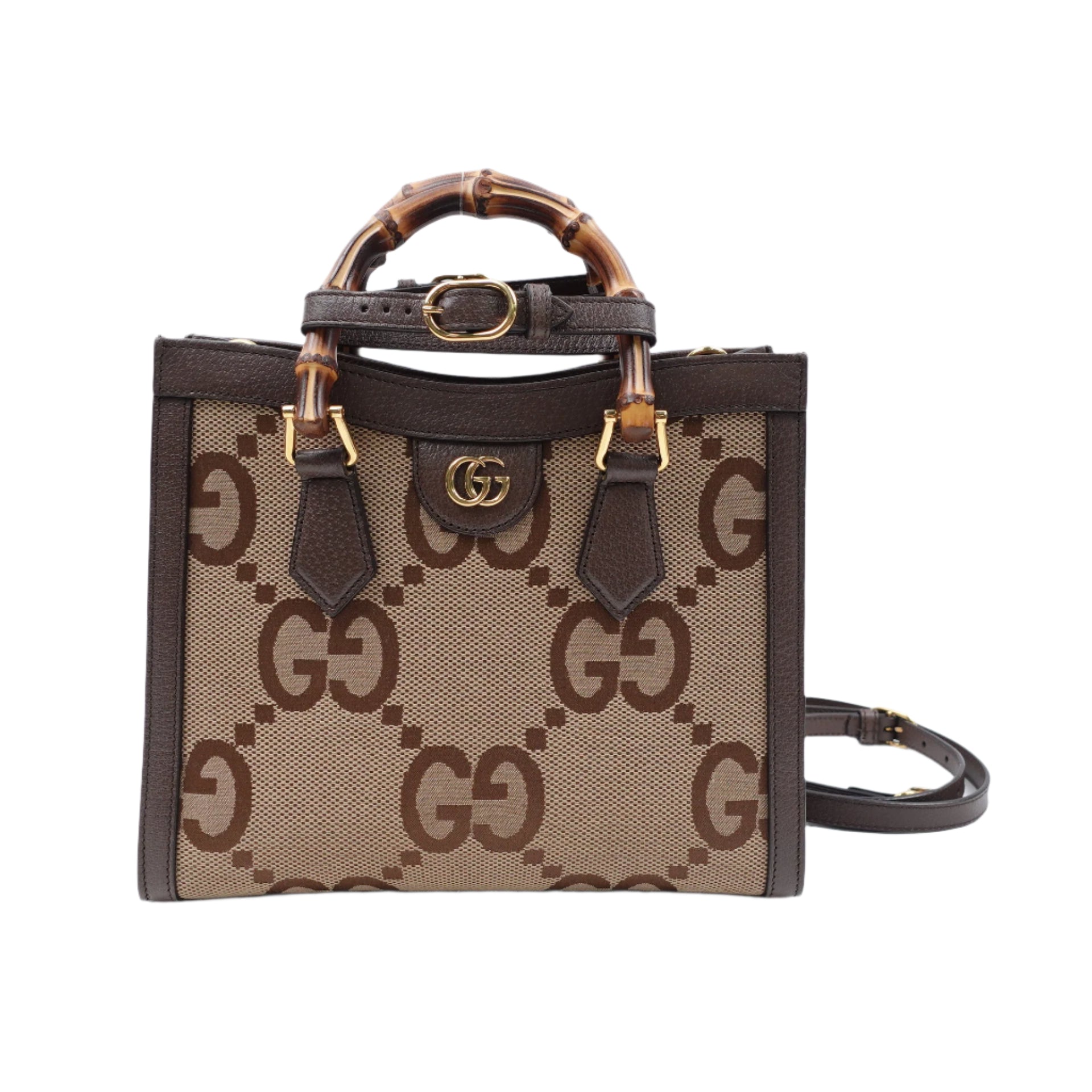 Bolso de hombro Diana pequeño color camel con monograma GG, tamaño jumbo, texturizado, de piel de becerro, de segunda mano