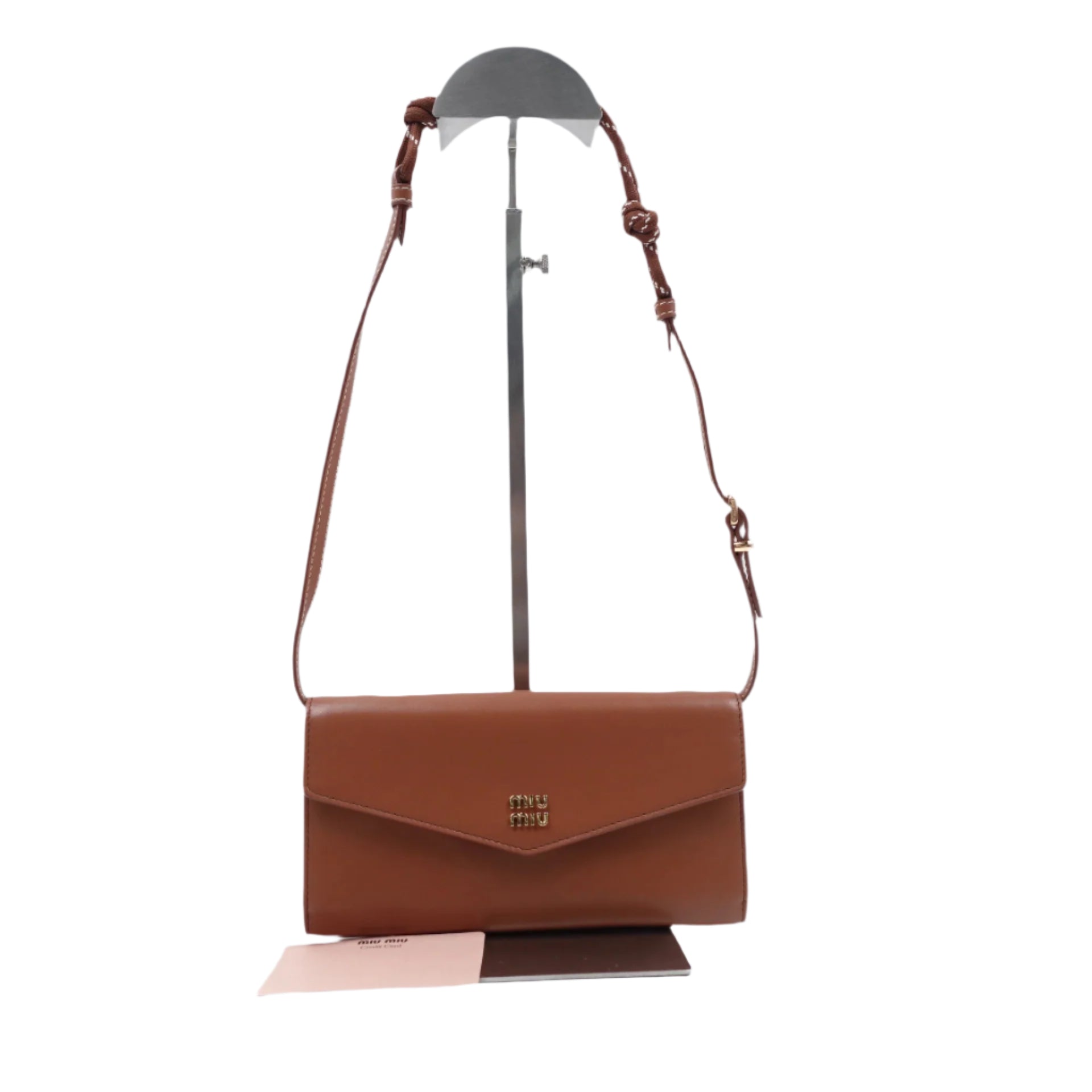 PRE-OWNED Brown Smooth Leather Wallet on Strap Shoulder Bag