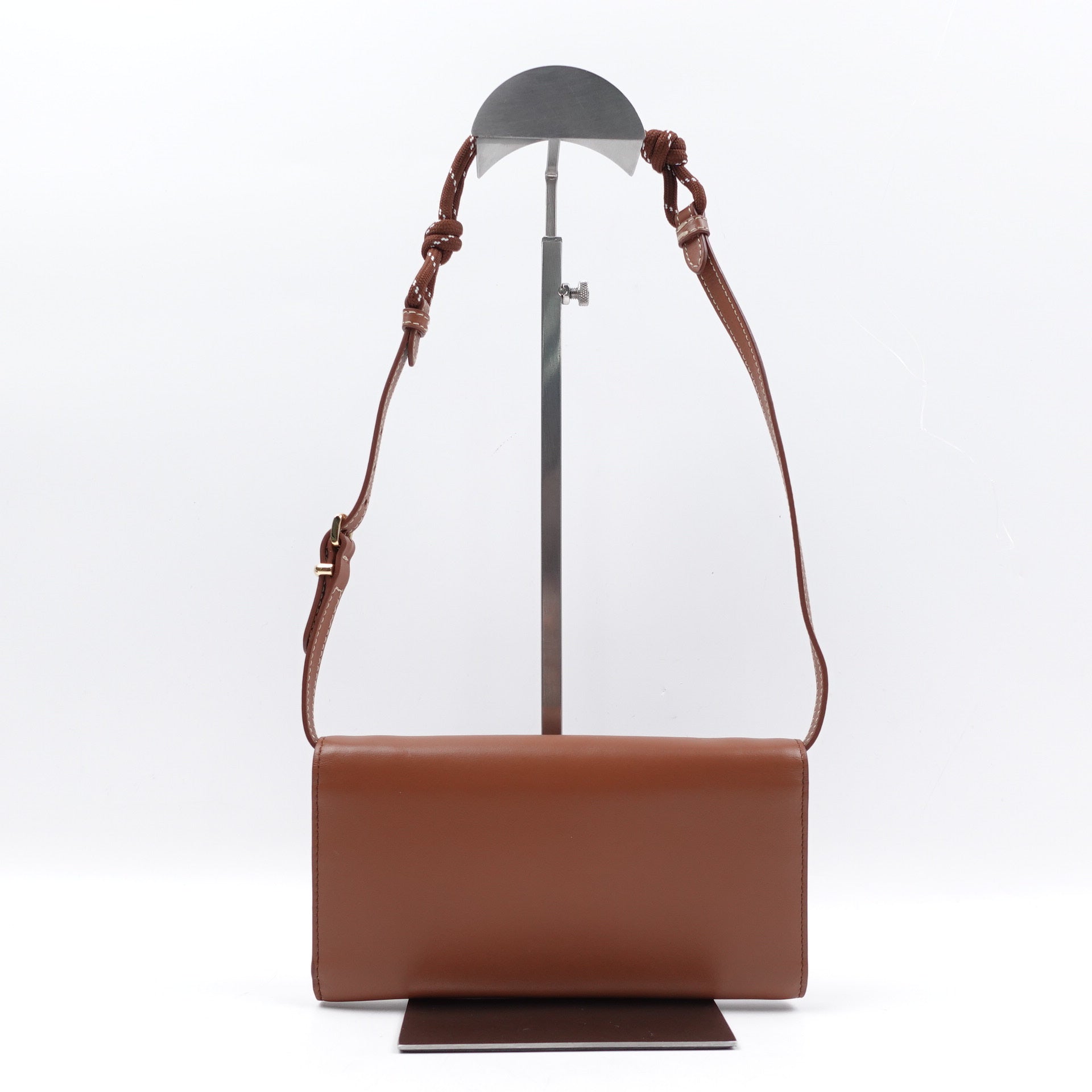 PRE-OWNED Brown Smooth Leather Wallet on Strap Shoulder Bag