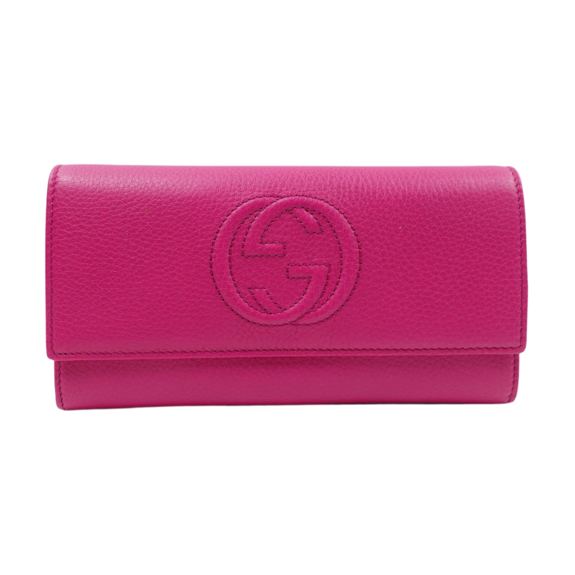 Cartera continental Soho de piel rosa intenso GG de segunda mano