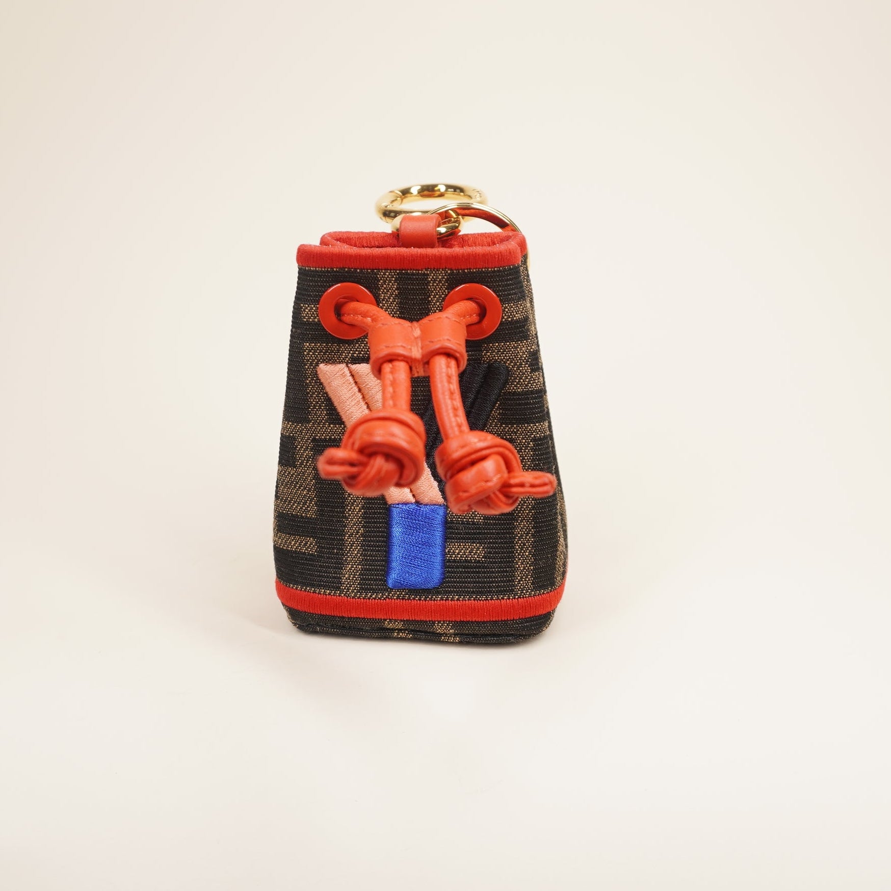 PRE-OWNED FF Zucca Pattern Montresor Key Holder Charm Keychain