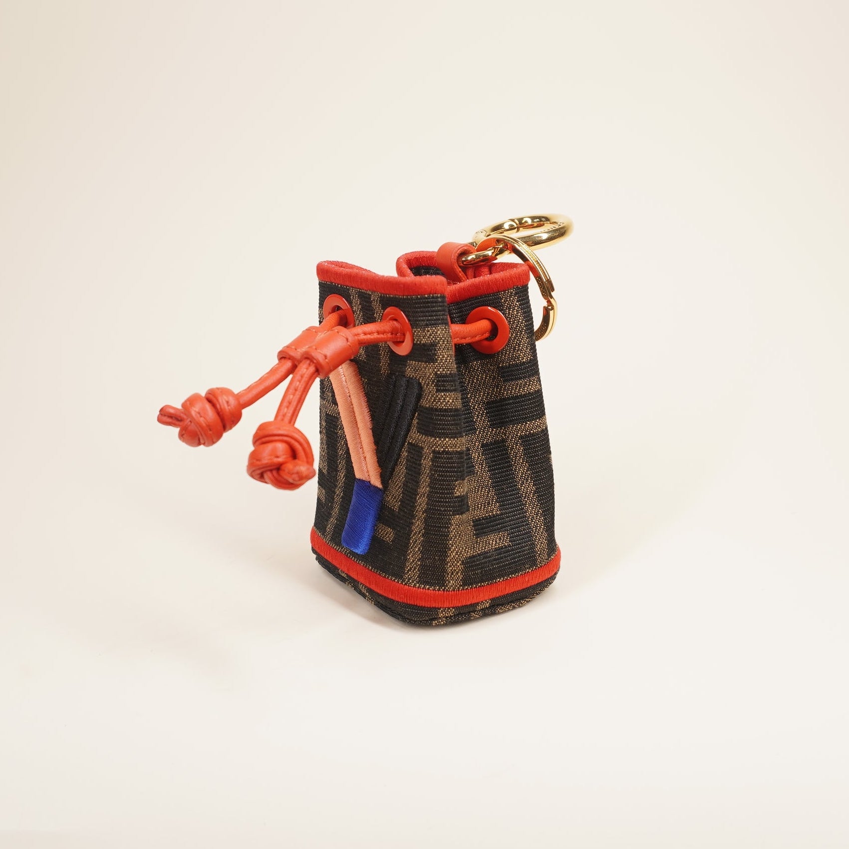 PRE-OWNED FF Zucca Pattern Montresor Key Holder Charm Keychain