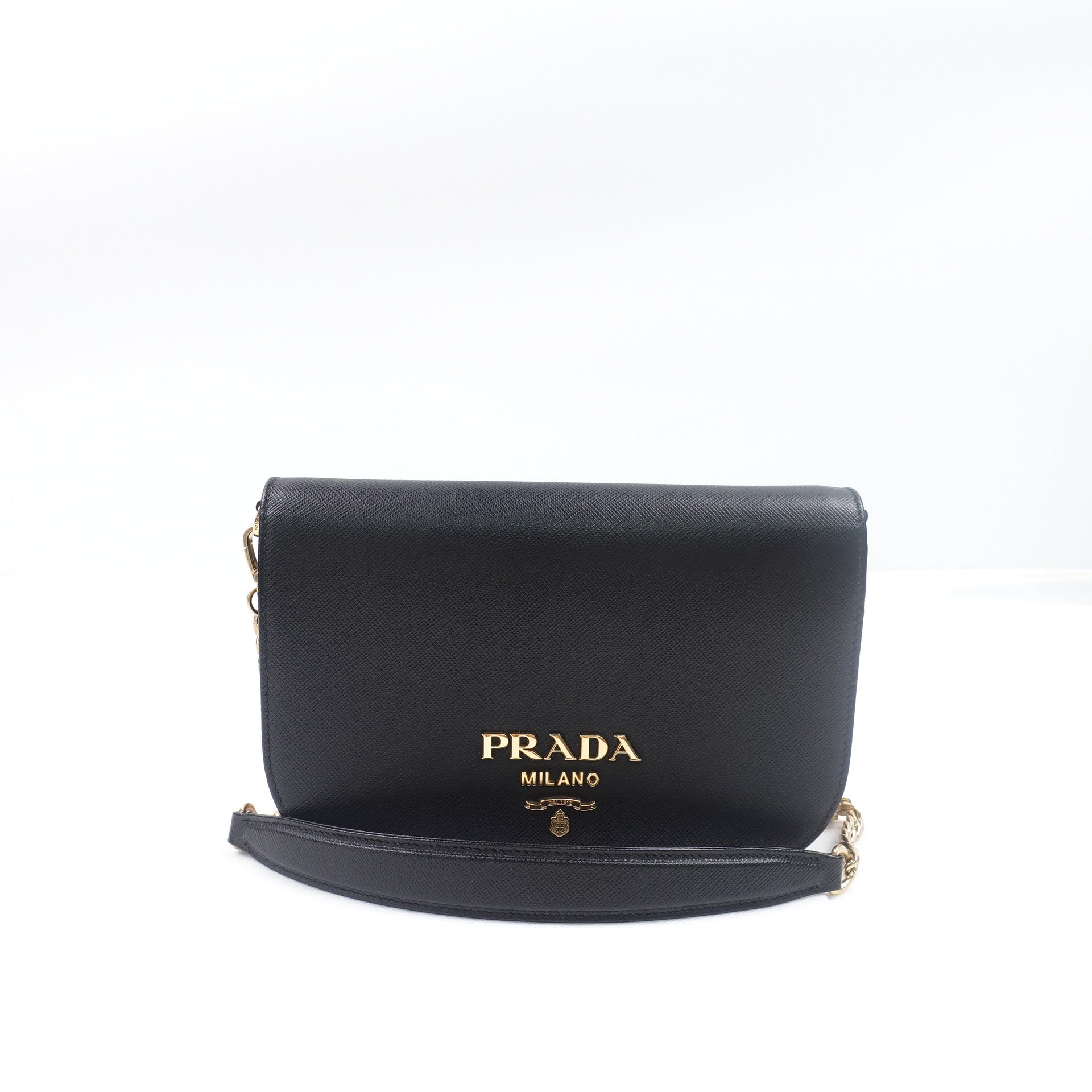 PRE-OWNED Black Saffiano Leather Crossbody Bag