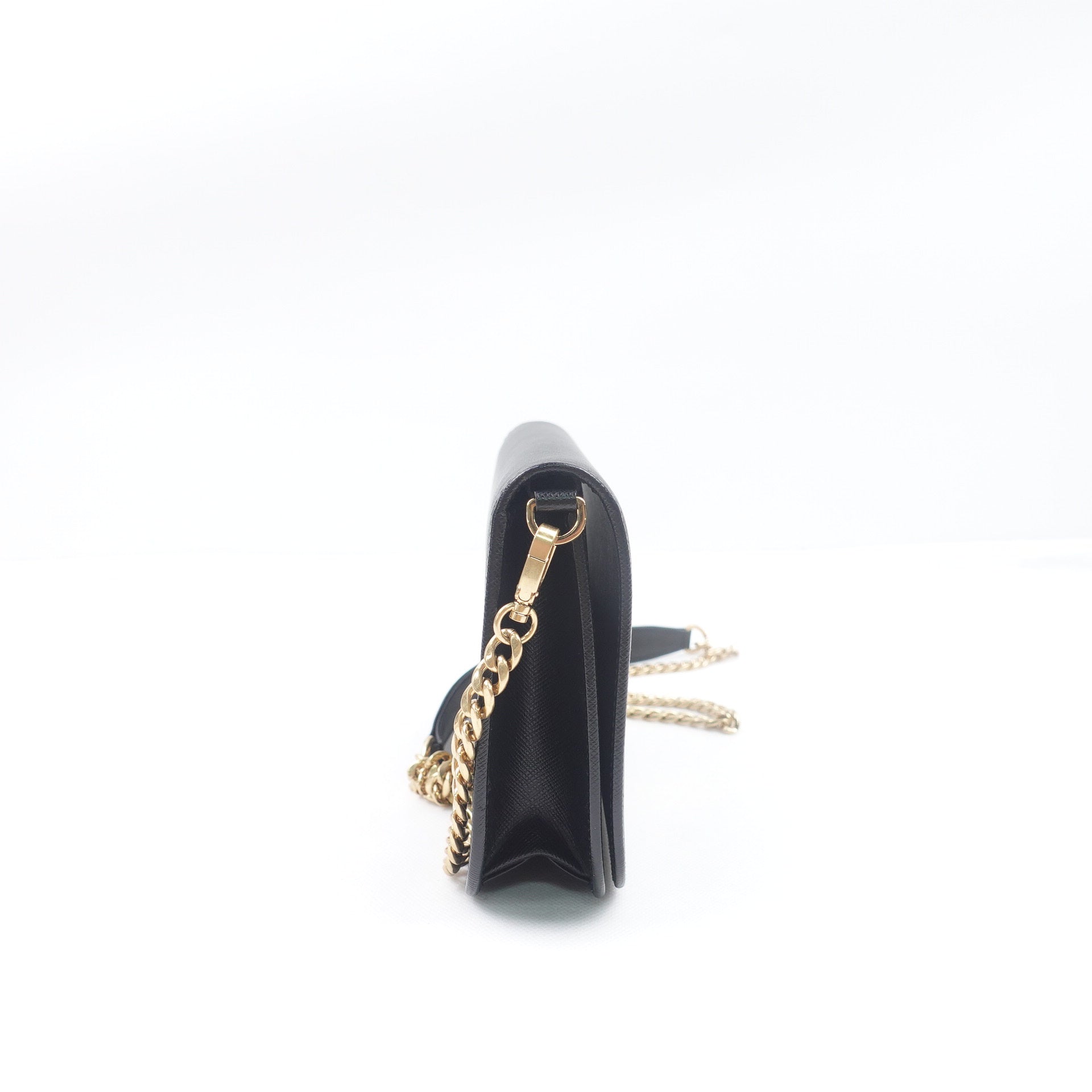 PRE-OWNED Black Saffiano Leather Clutch Crossbody Bag