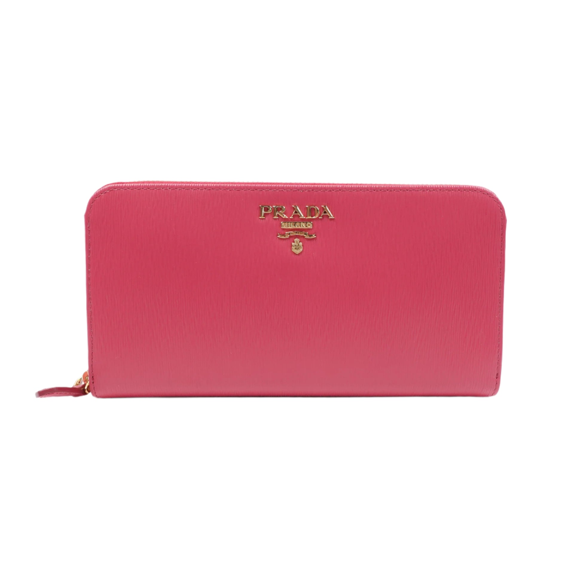 PRE-OWNED Hot Pink Saffiano Leather Zip Around Long Wallet