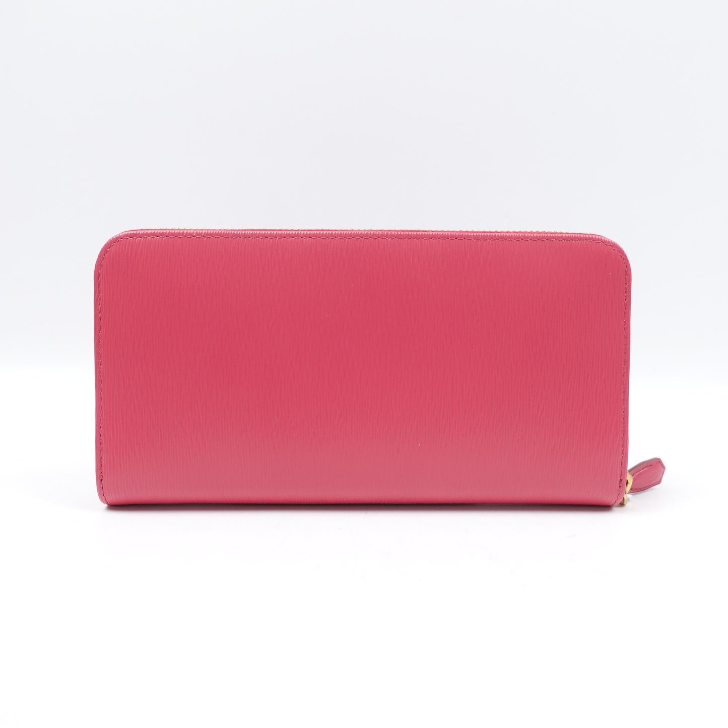 PRE-OWNED Hot Pink Saffiano Leather Zip Around Long Wallet