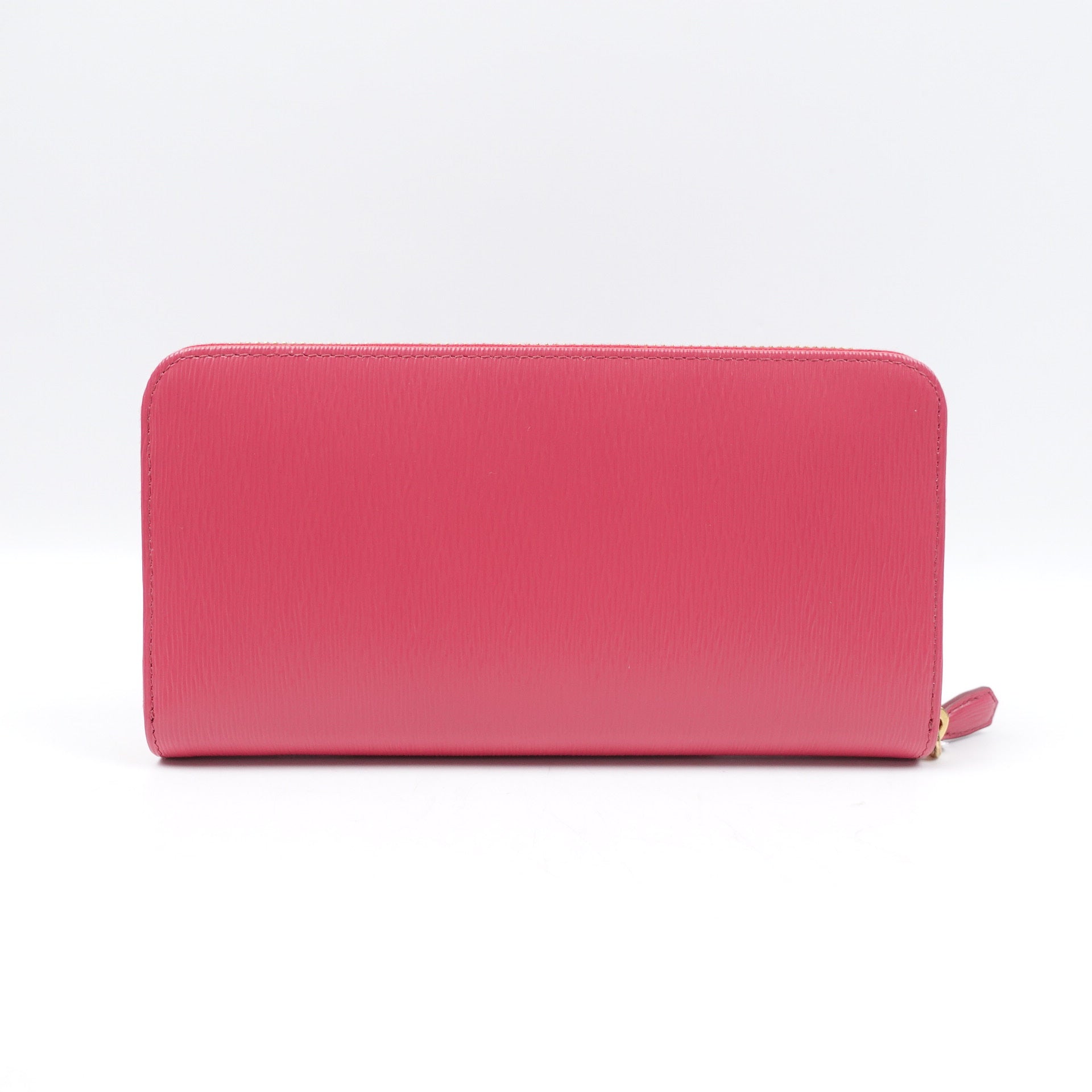PRE-OWNED Hot Pink Saffiano Leather Zip Around Long Wallet
