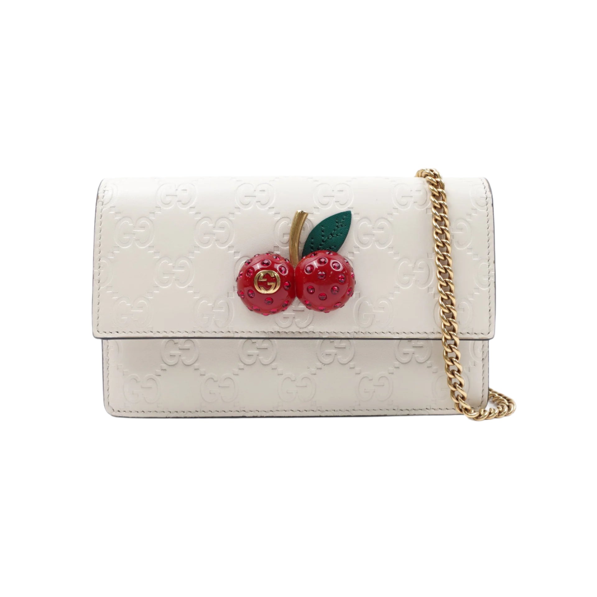Bolso Guccissima Mini Cherry Chain blanco de segunda mano