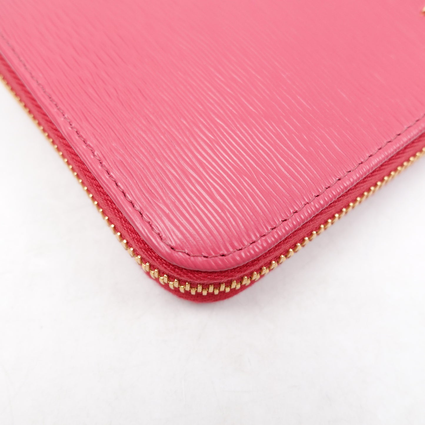 PRE-OWNED Hot Pink Saffiano Leather Zip Around Long Wallet
