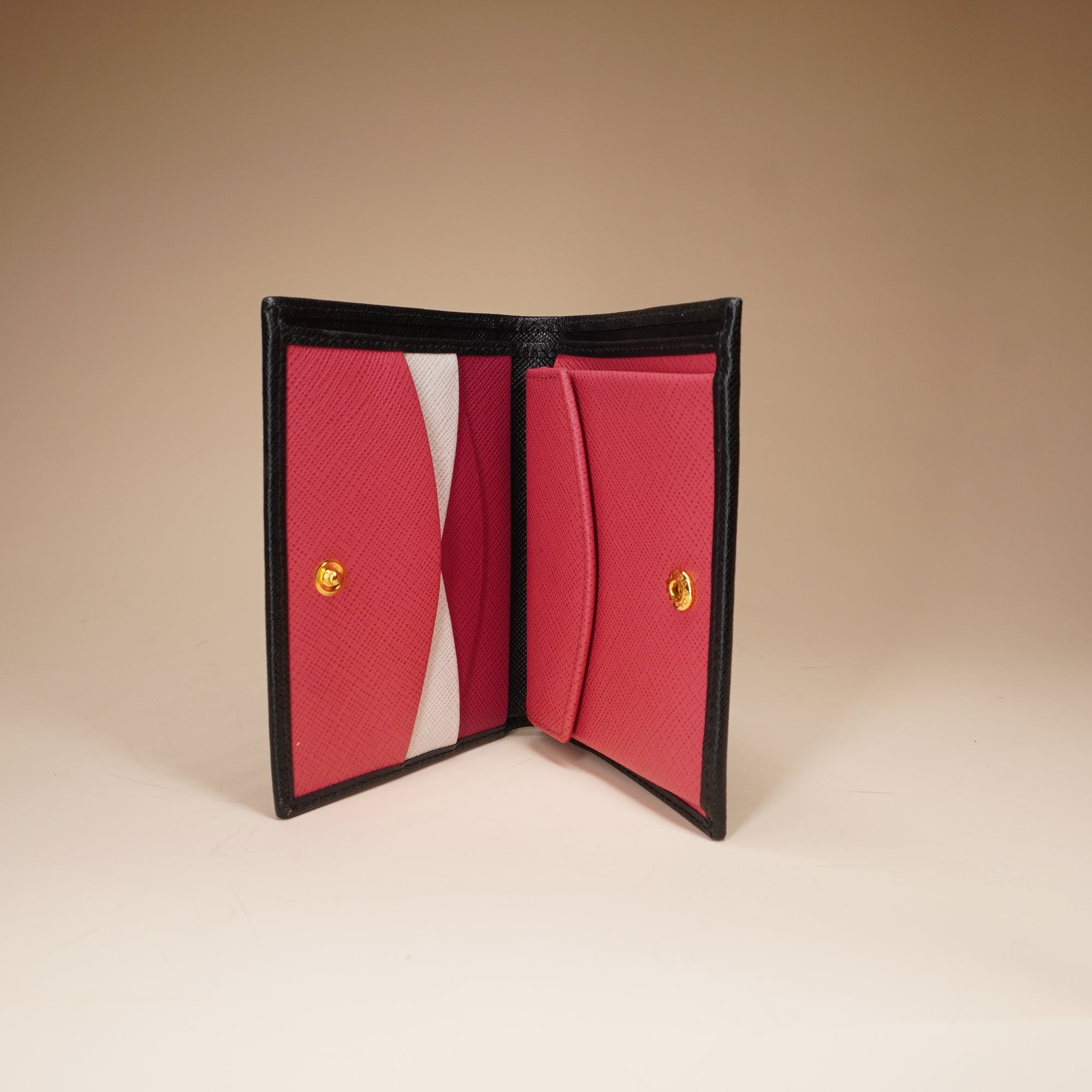 PRE-OWNED Black Small Saffiano Bifold Wallet