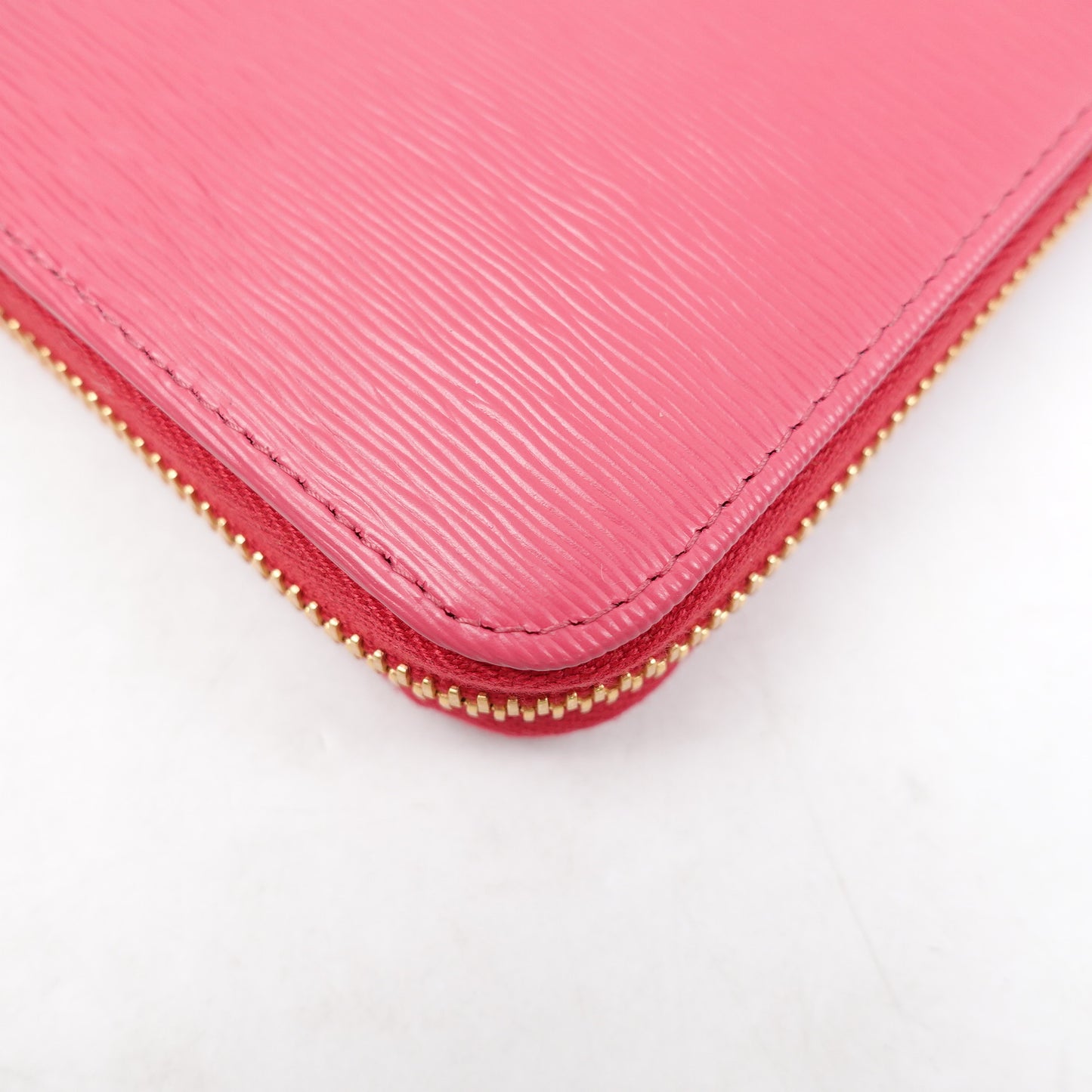 PRE-OWNED Hot Pink Saffiano Leather Zip Around Long Wallet