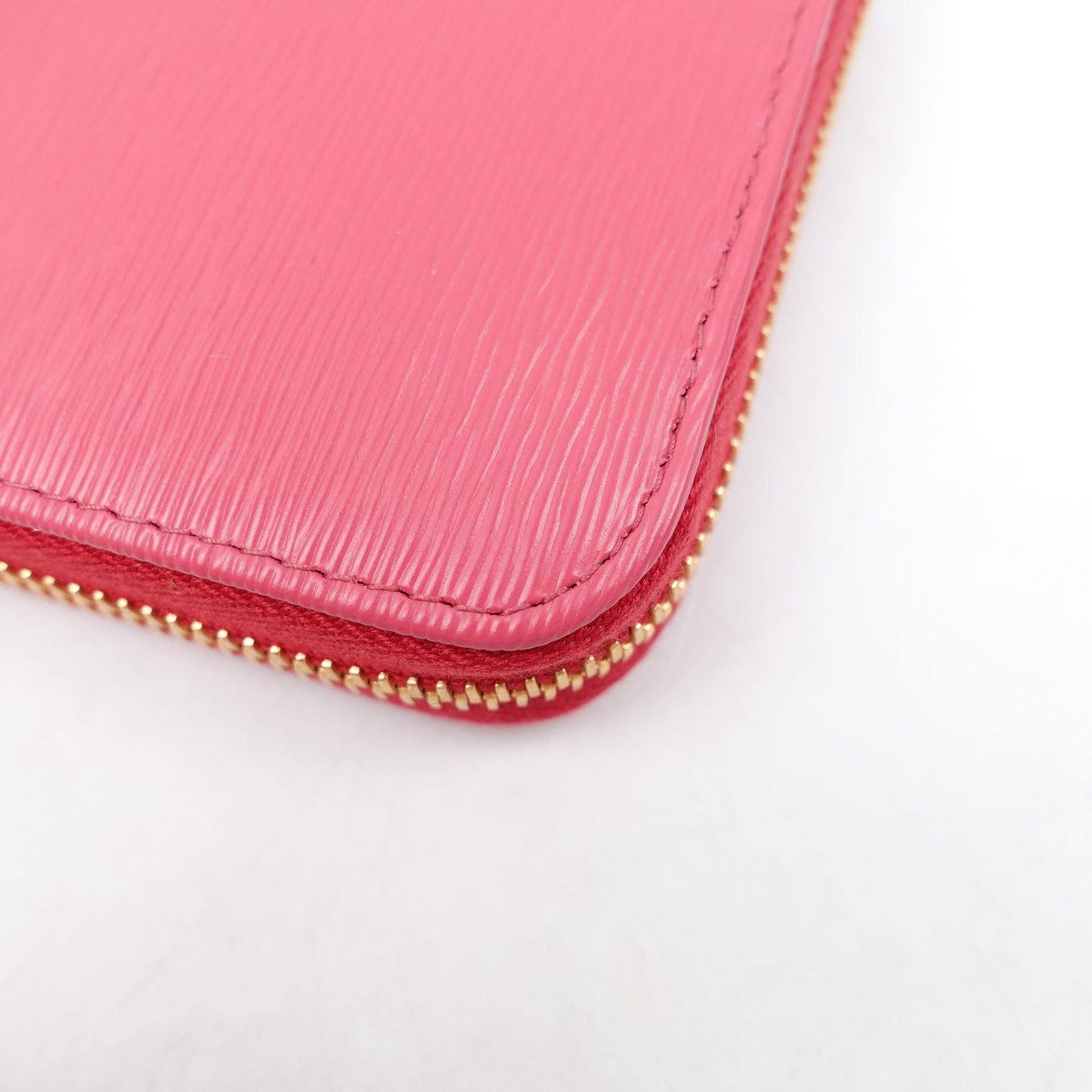 PRE-OWNED Hot Pink Saffiano Leather Zip Around Long Wallet