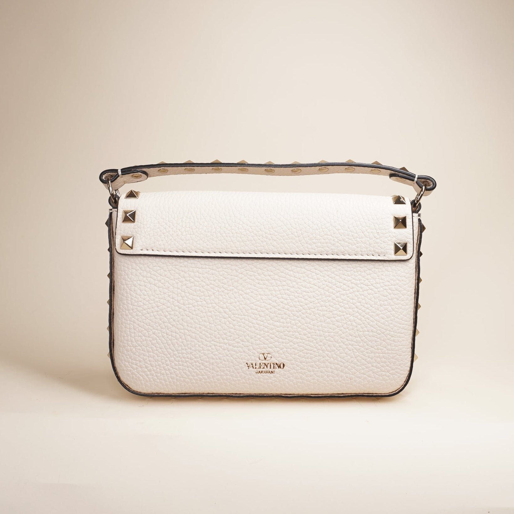 PRE-OWNED Rockstud Grainy Calfskin Pouch Shoulder Bag