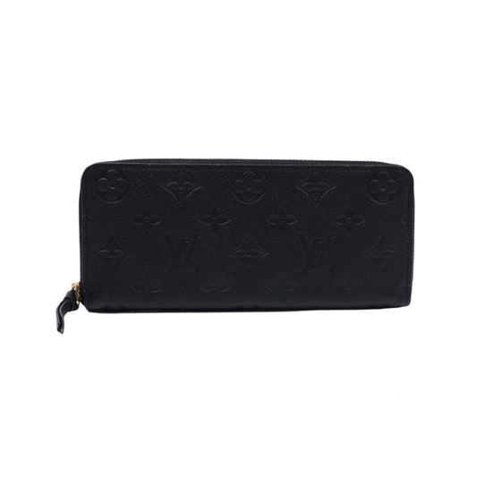 PRE-OWNED LV Black Monogram Empreinte Clemence Long Wallet