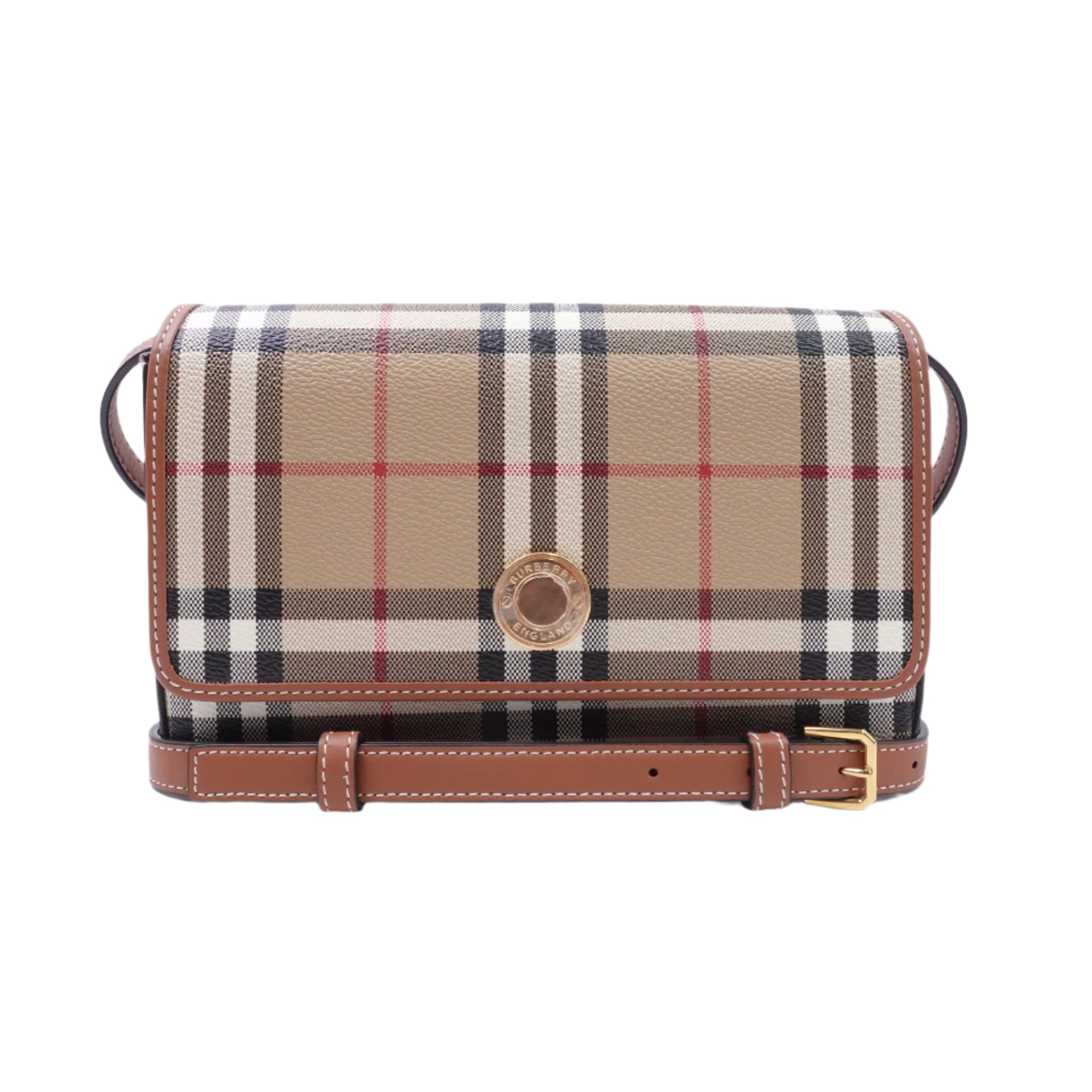 PRE-OWNED Plaid Check Hampshire Crossbody Bag
