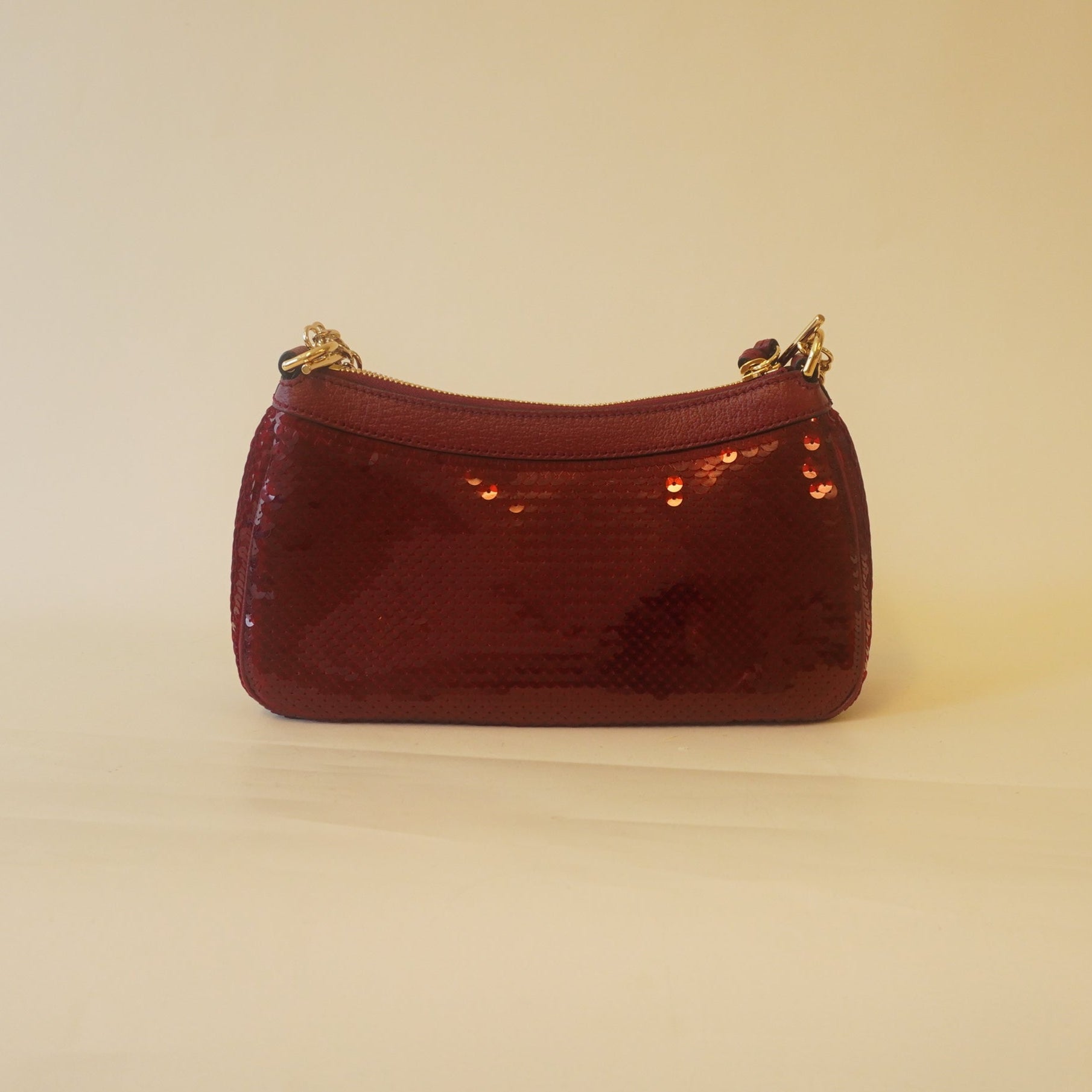 PRE-OWNED GG Red Sequin Strawberry Ophidia Shoulder Bag