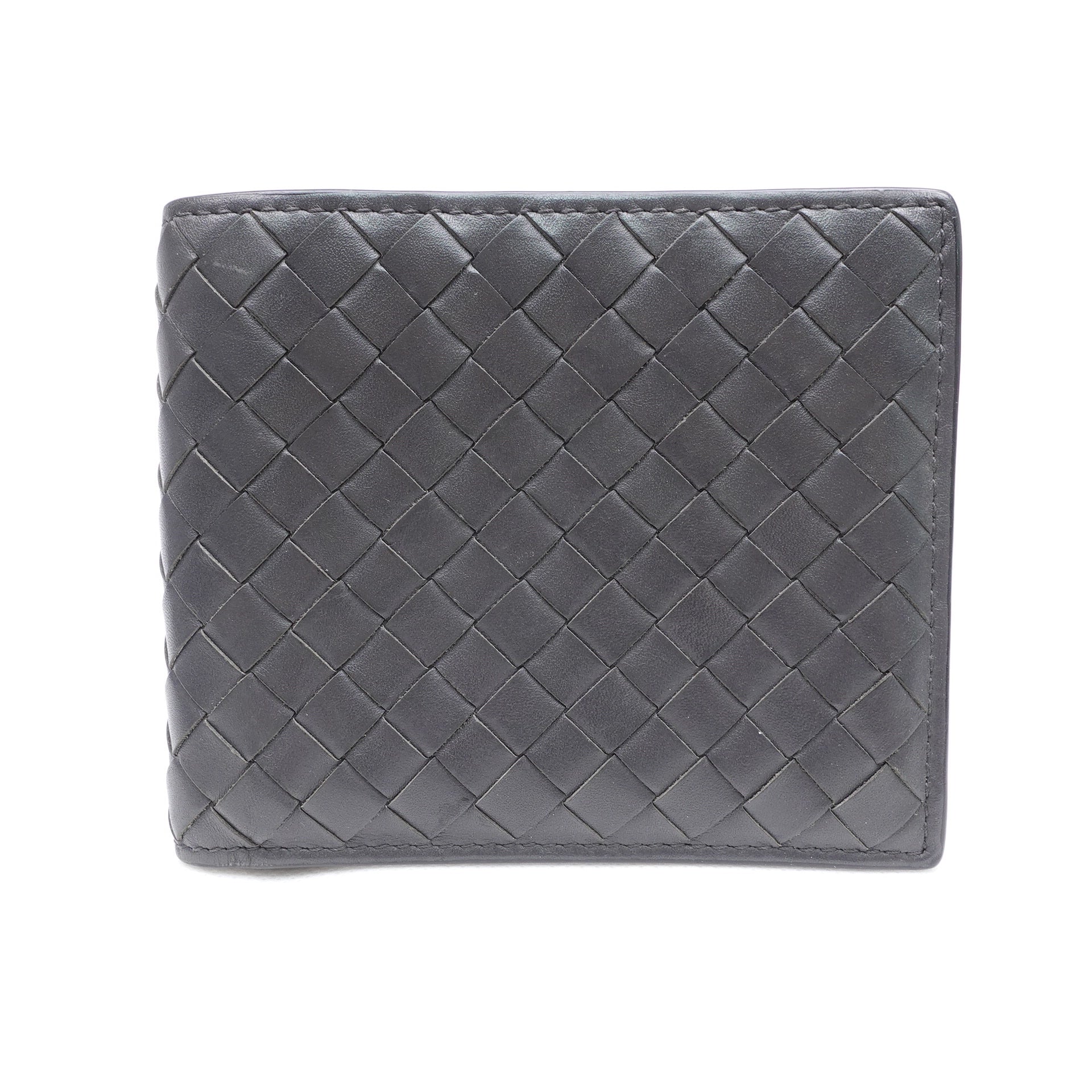 Cartera plegable Intrecciato gris de segunda mano