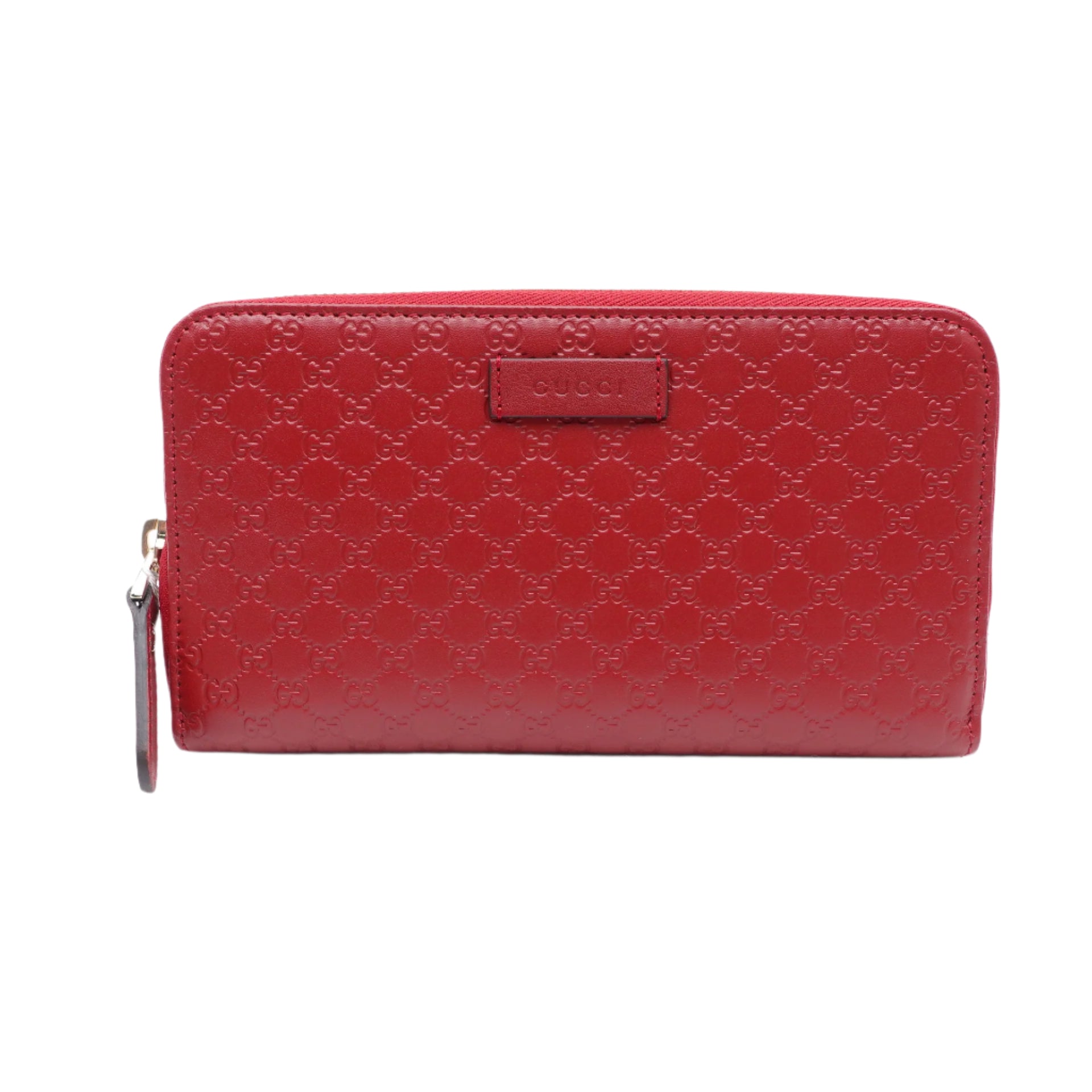 Cartera larga con cremallera en el contorno GG Red Microguccissima de segunda mano