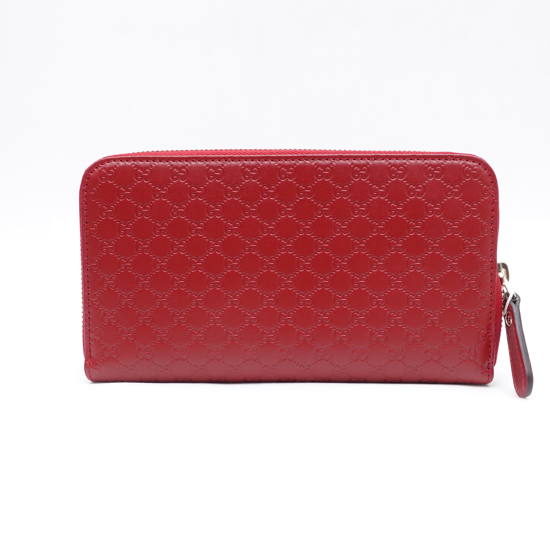 Cartera larga con cremallera en el contorno GG Red Microguccissima de segunda mano