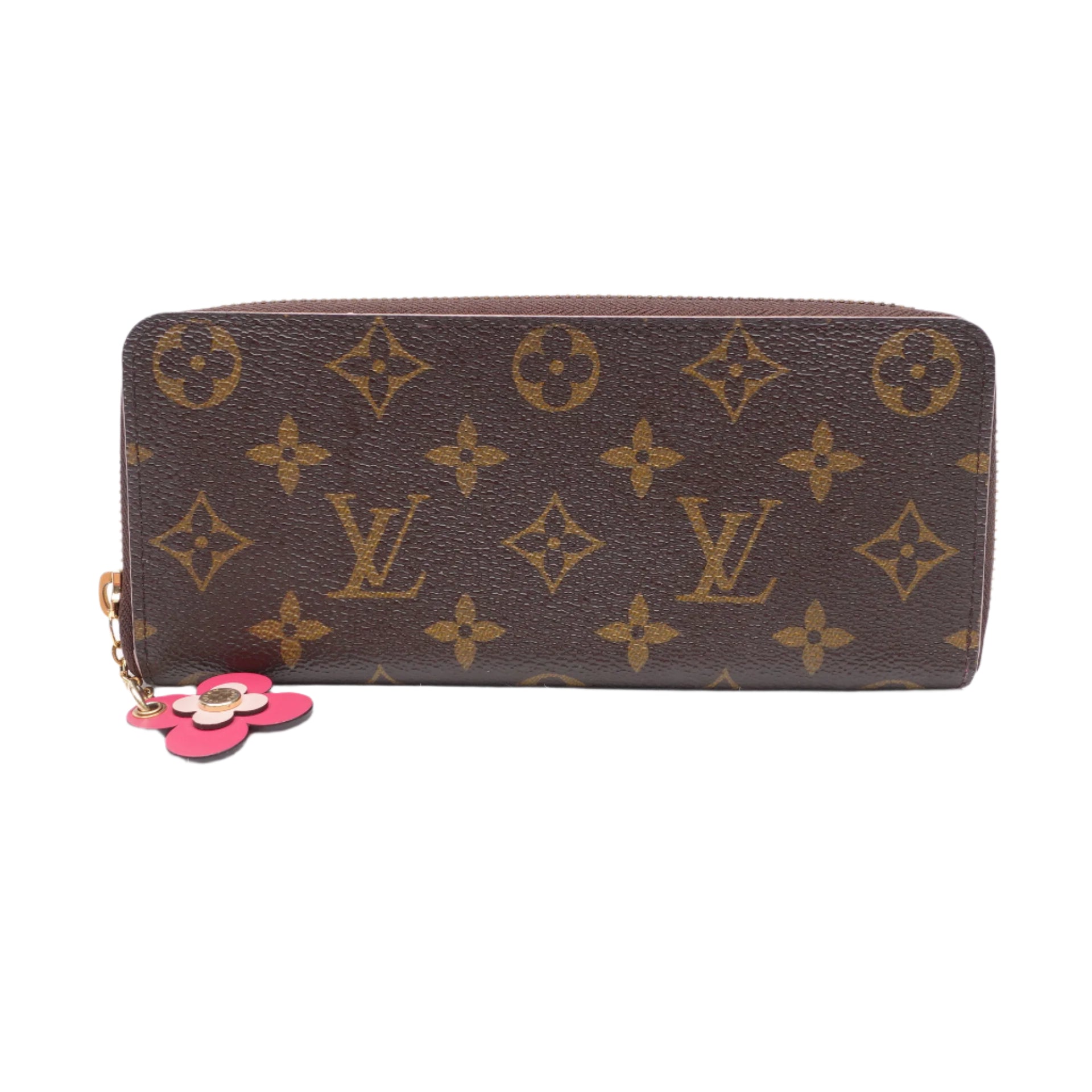 Cartera Clemence LV de lona rosa fuerte y monograma con flores florecientes, usada