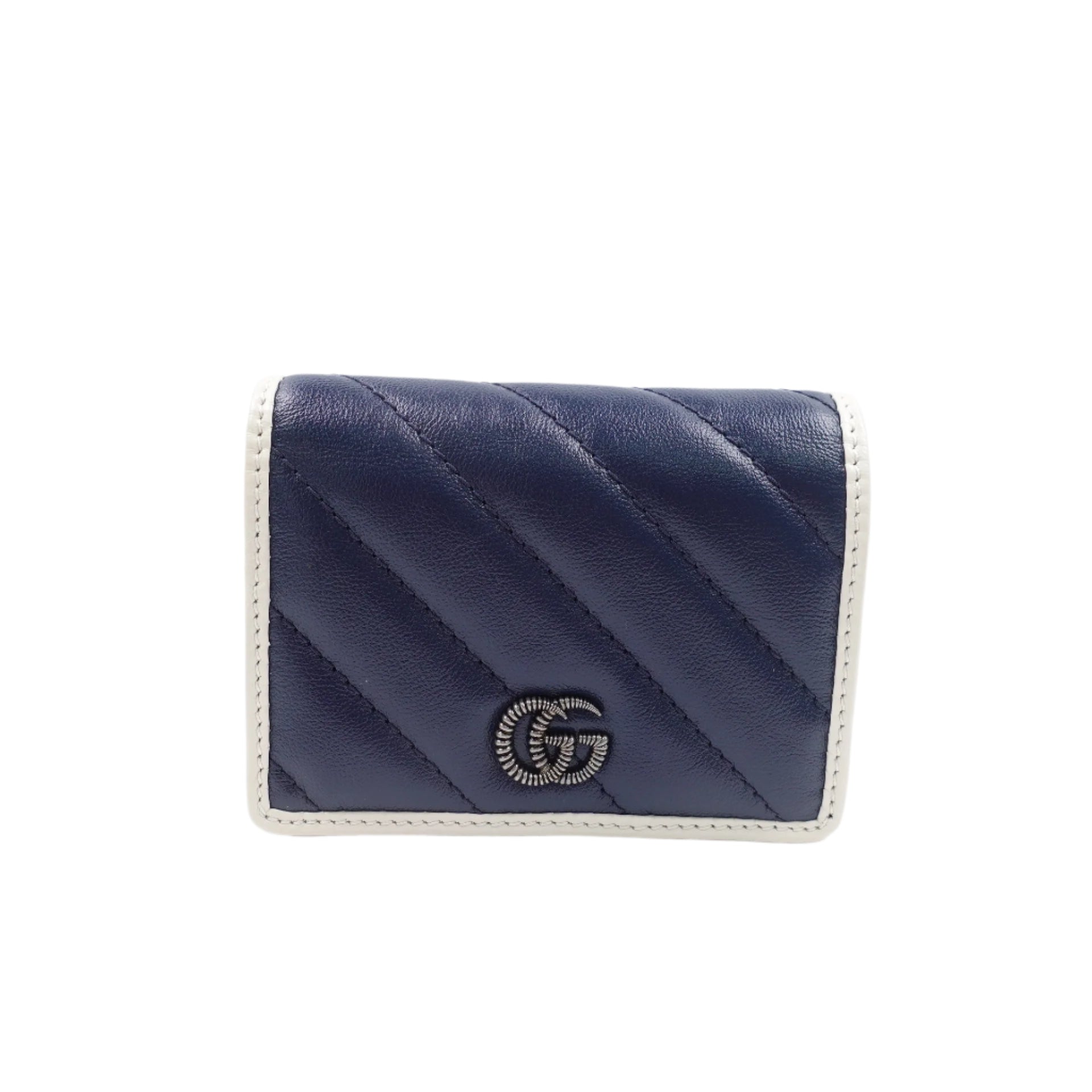 Cartera plegable Torchon GG Marmont azul marino de segunda mano