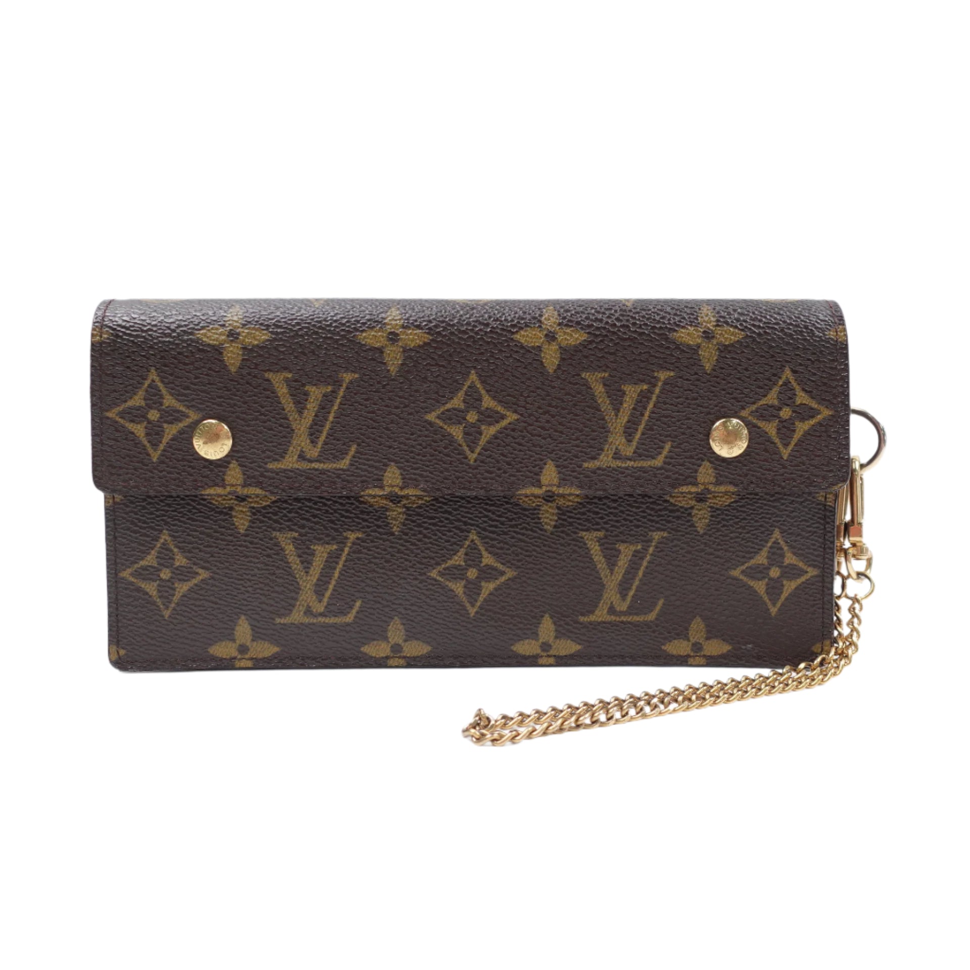 Cartera larga LV de lona con monograma Portefeuille Accordeon de segunda mano